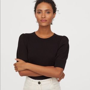 H&M Fine Knit Puff-Sleeved Sweater